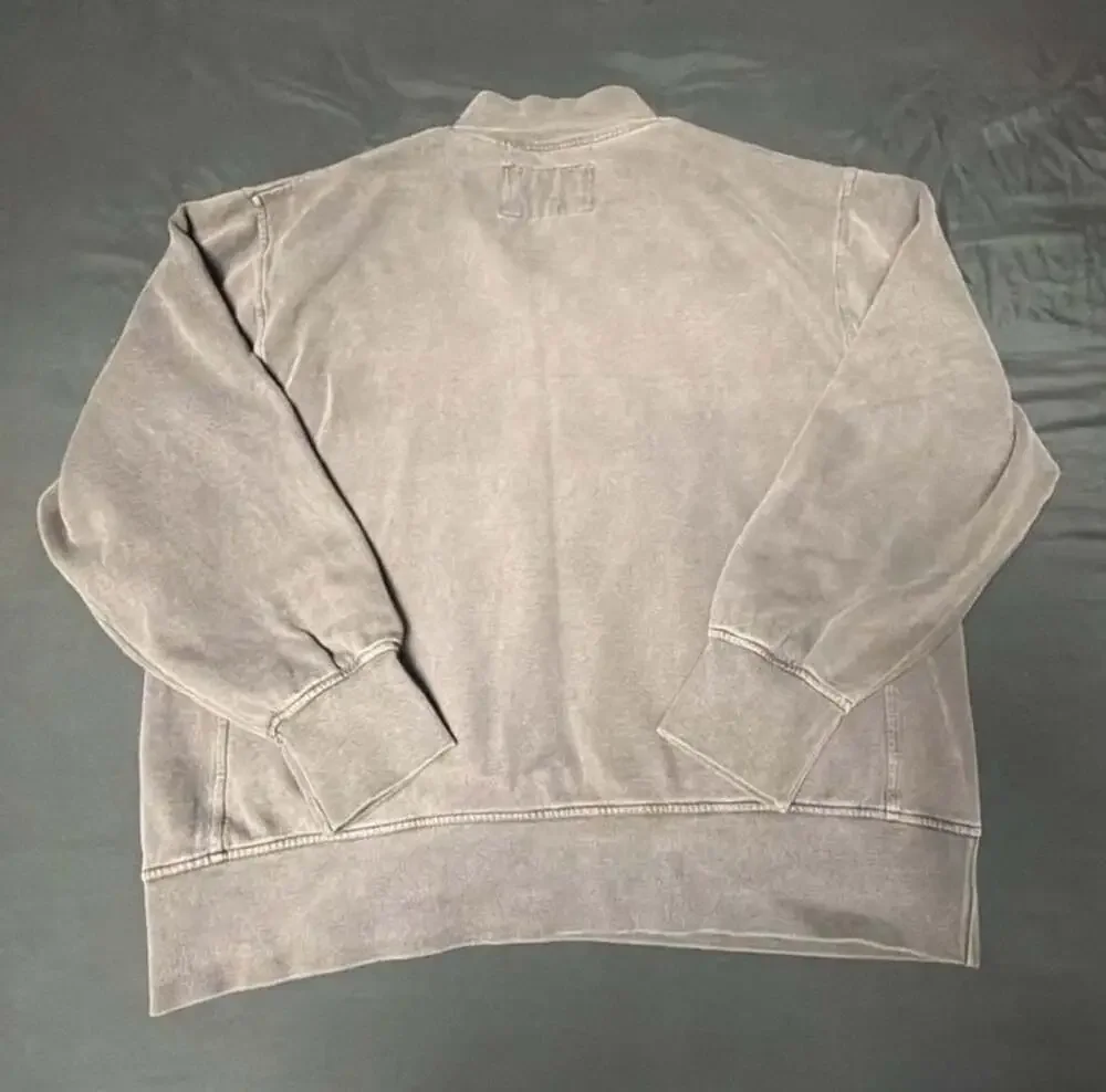 Orvis Vintage Wash Grey Henley Sweatshirt With Pockets XL